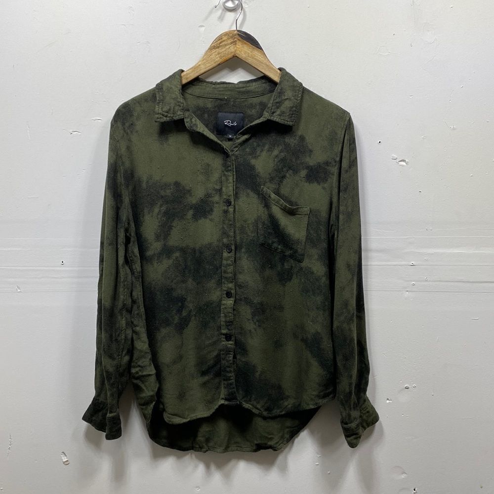 Rails Hunter Button Down Olive Tie-Dye Size Medium - image 1